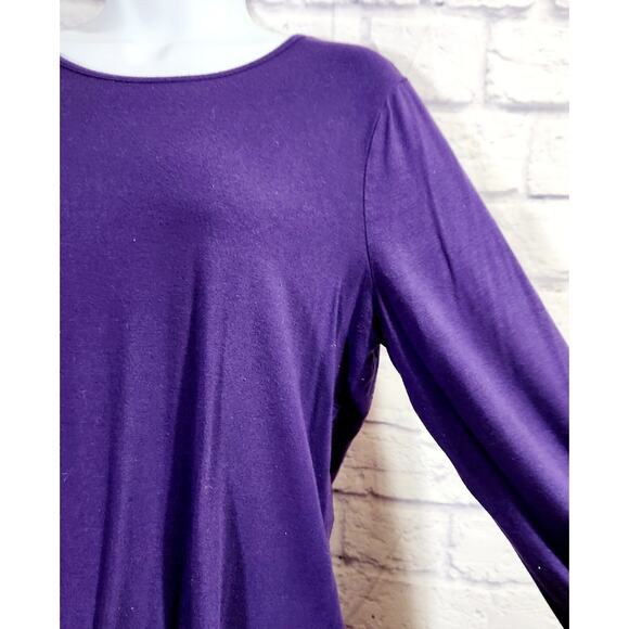 By Chico's Purple Round Neck Long Sleeves Top 1 Medium Lightweight Stretchy Soft - Picture 2 of 4